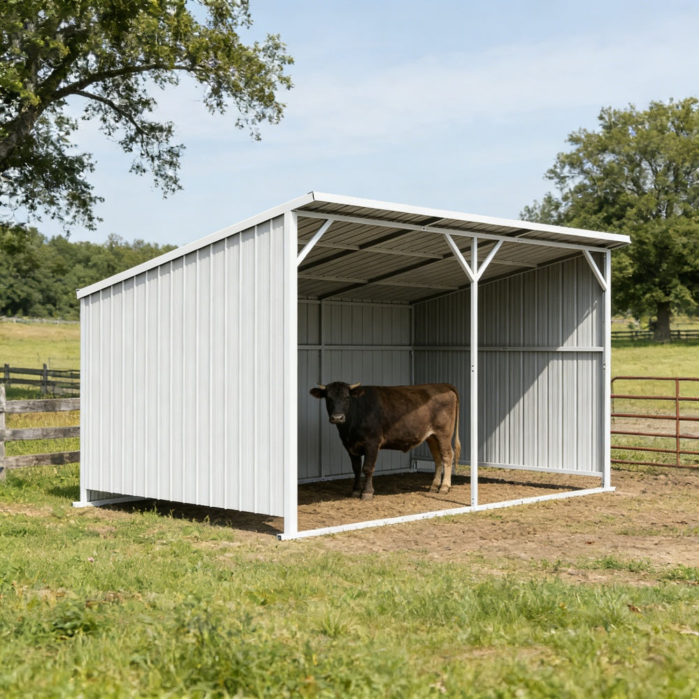 20'x12' Metal Livestock Shed for Horses & Farm Animals