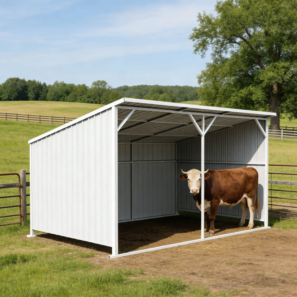 20'x12' Metal Livestock Shed for Horses & Farm Animals
