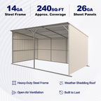20'x12' Metal Livestock Shed for Horses & Farm Animals