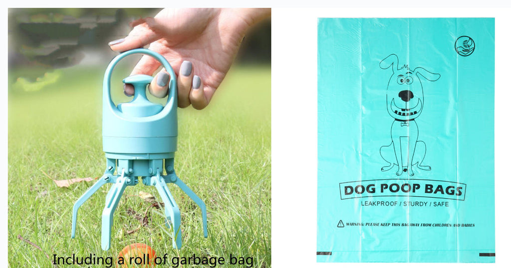 Portable Lightweight Dog Pooper Scooper With Built-in Poop Bag Dispenser Eight-claw Shovel For Pet Toilet Picker Pet Products