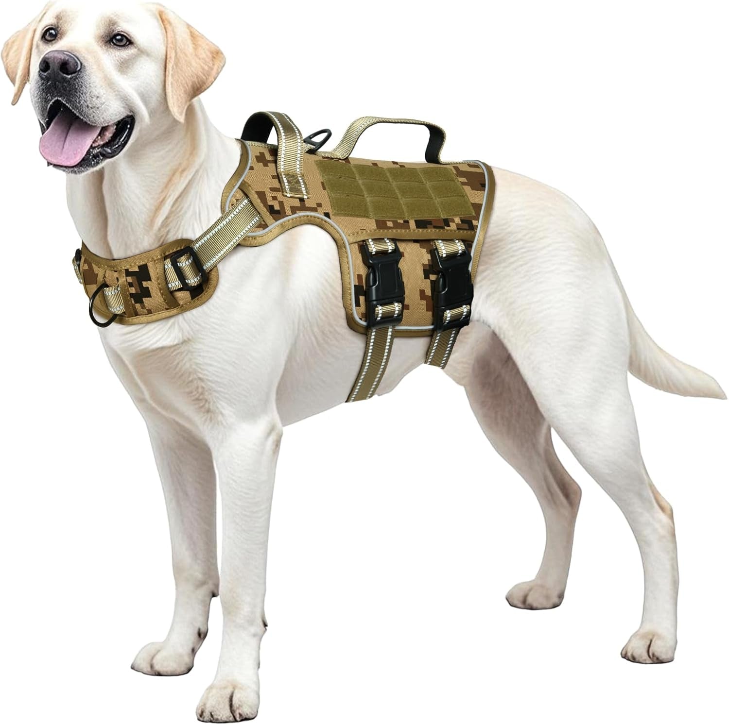 No Pull Tactical Dog Harness Heavy Duty Molle Vest for Medium to XLarge Dogs