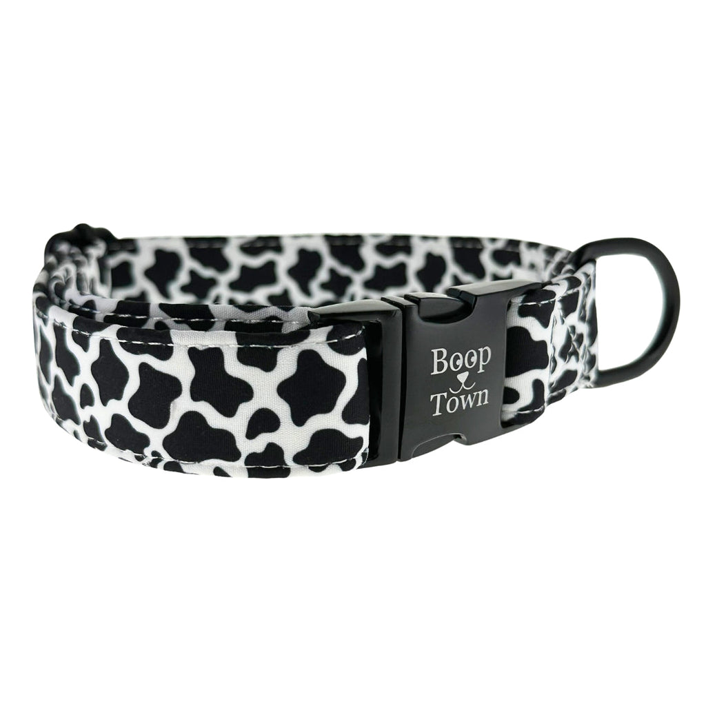 Boop Town Soft Cotton Dog Collar - Anti-Hair Matting & Durable Nylon Core - Quick Release Metal Buckle - Adjustable for Small Medium Large XL Dogs - Gold Tone Hardware