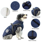 Waterproof Winter Dog Jacket Vest with Built-in Harness – Fleece Lined