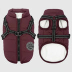 Waterproof Winter Dog Jacket Vest with Built-in Harness – Fleece Lined