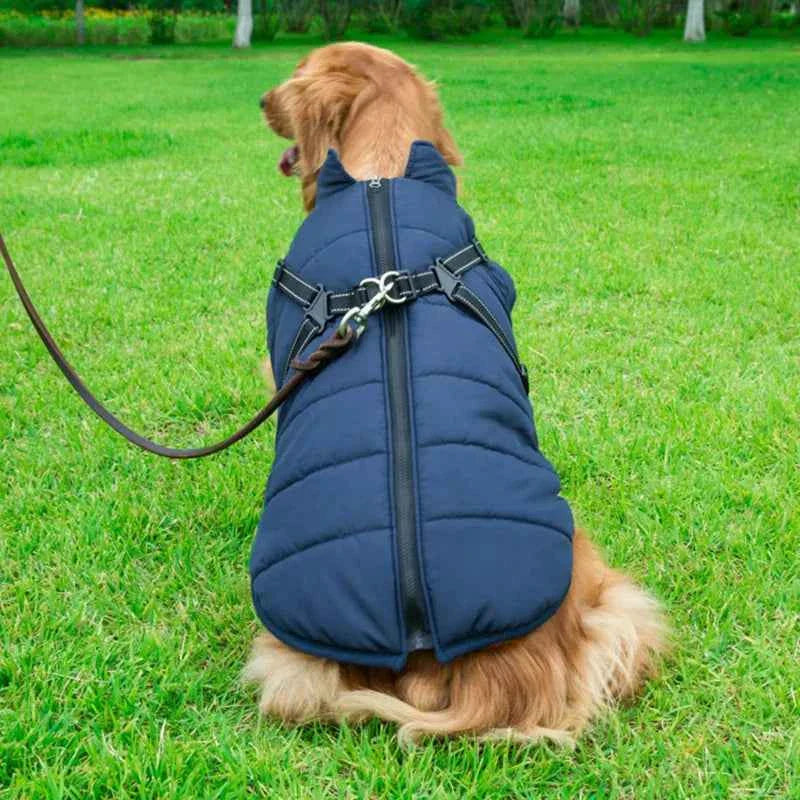 Waterproof Winter Dog Jacket Vest with Built-in Harness – Fleece Lined