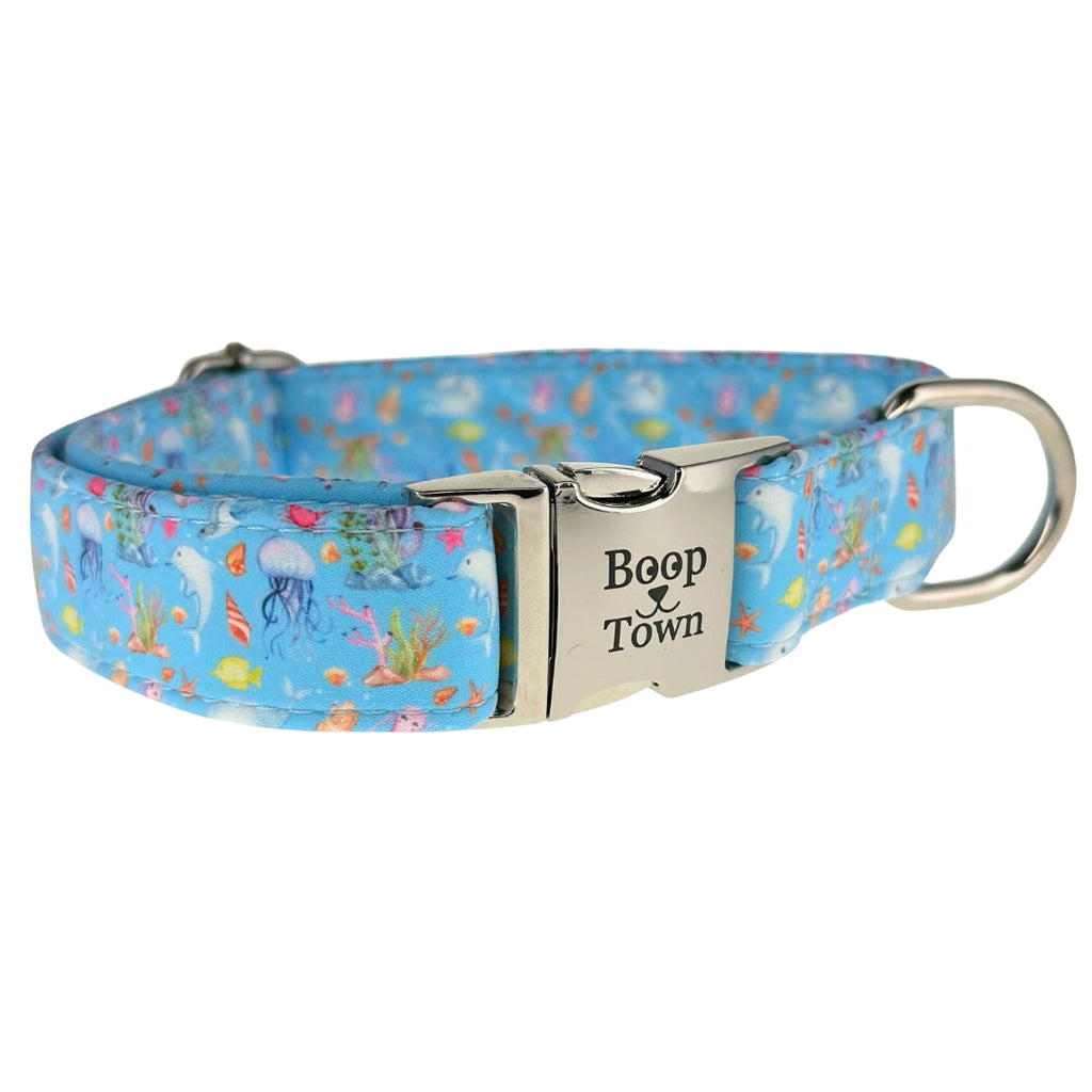 Boop Town Soft Cotton Dog Collar - Anti-Hair Matting & Durable Nylon Core - Quick Release Metal Buckle - Adjustable for Small Medium Large XL Dogs - Gold Tone Hardware