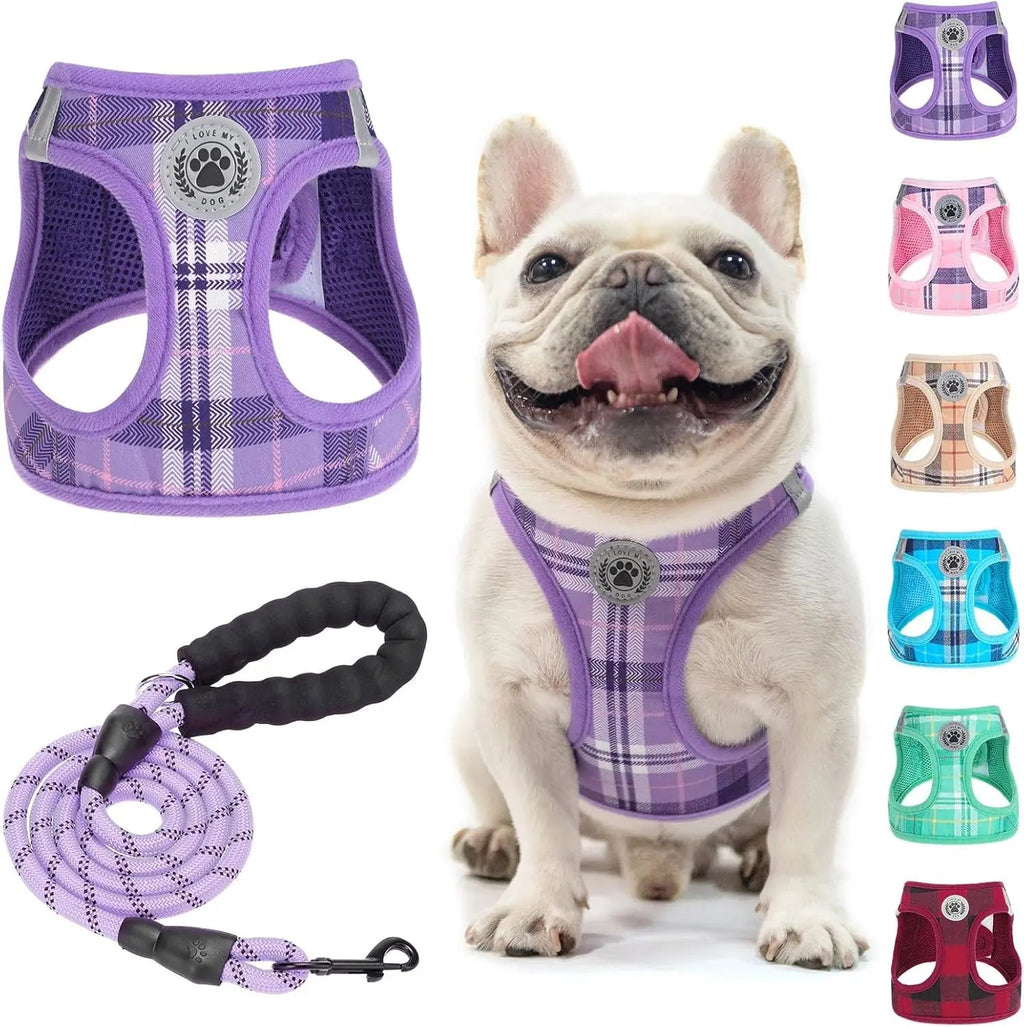 Step-In Dog Harness & Leash Set in Various Patterns – Reflective No Pull (XS- XL)