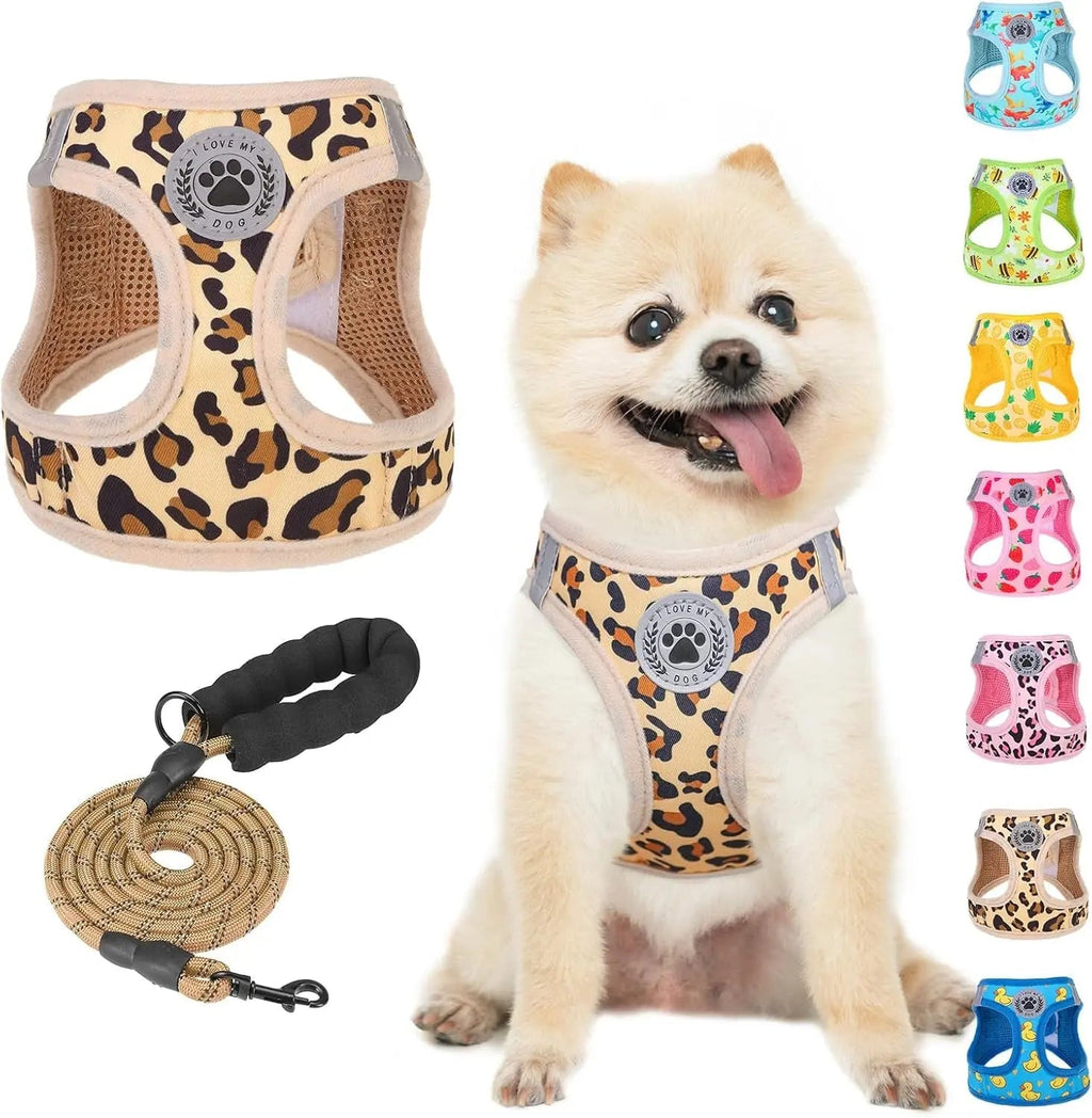 Step-In Dog Harness & Leash Set in Various Patterns – Reflective No Pull (XS- XL)