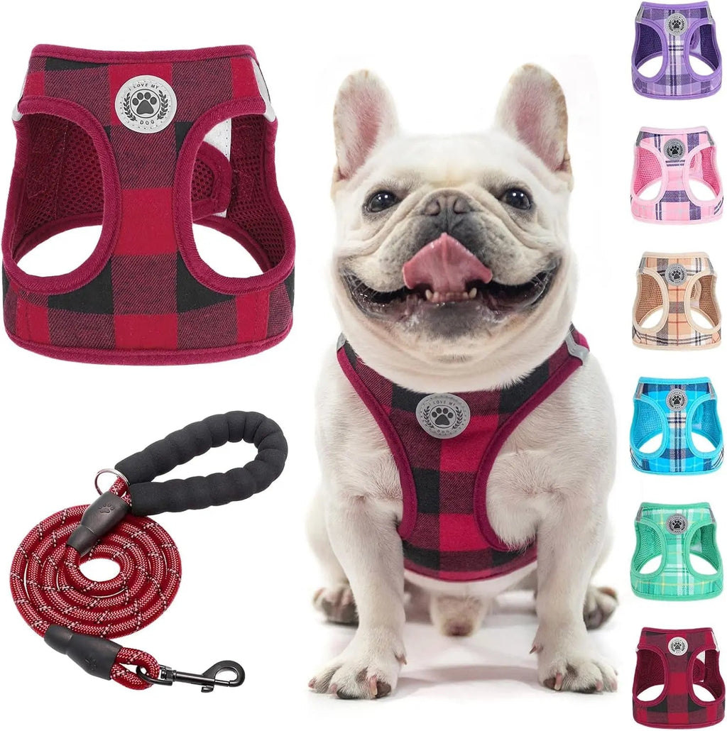 Step-In Dog Harness & Leash Set in Various Patterns – Reflective No Pull (XS- XL)