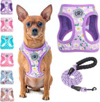 Step-In Dog Harness & Leash Set in Various Patterns – Reflective No Pull (XS- XL)