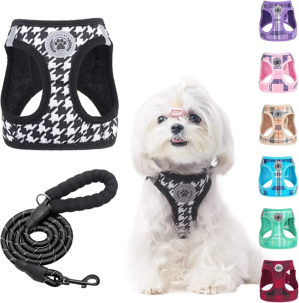 Step-In Dog Harness & Leash Set in Various Patterns – Reflective No Pull (XS- XL)
