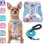 Step-In Dog Harness & Leash Set in Various Patterns – Reflective No Pull (XS- XL)