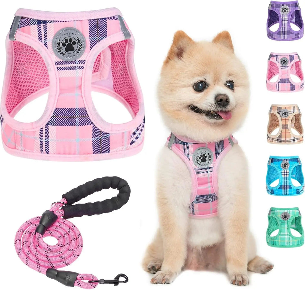 Step-In Dog Harness & Leash Set in Various Patterns – Reflective No Pull (XS- XL)