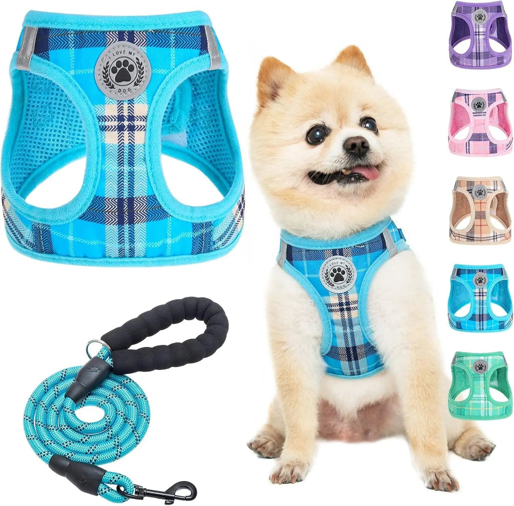 Step-In Dog Harness & Leash Set in Various Patterns – Reflective No Pull (XS- XL)