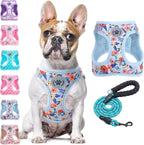 Step-In Dog Harness & Leash Set in Various Patterns – Reflective No Pull (XS- XL)