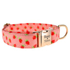 Boop Town Soft Cotton Dog Collar - Anti-Hair Matting & Durable Nylon Core - Quick Release Metal Buckle - Adjustable for Small Medium Large XL Dogs - Gold Tone Hardware