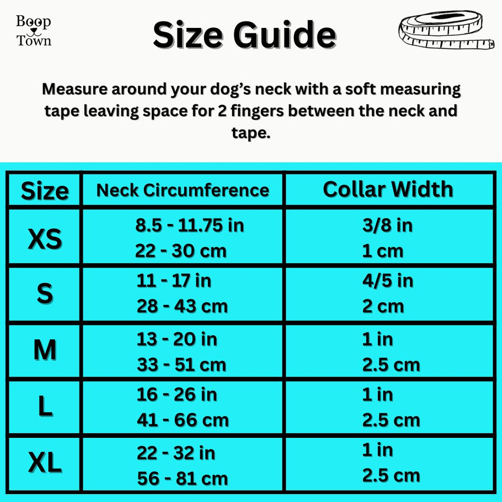 Boop Town Soft Cotton Dog Collar - Anti-Hair Matting & Durable Nylon Core - Quick Release Metal Buckle - Adjustable for Small Medium Large XL Dogs - Gold Tone Hardware