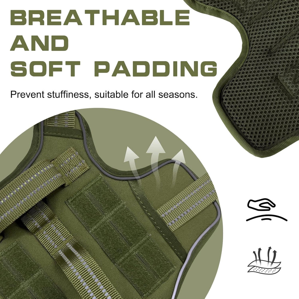 No Pull Tactical Dog Harness Heavy Duty Molle Vest for Medium to XLarge Dogs