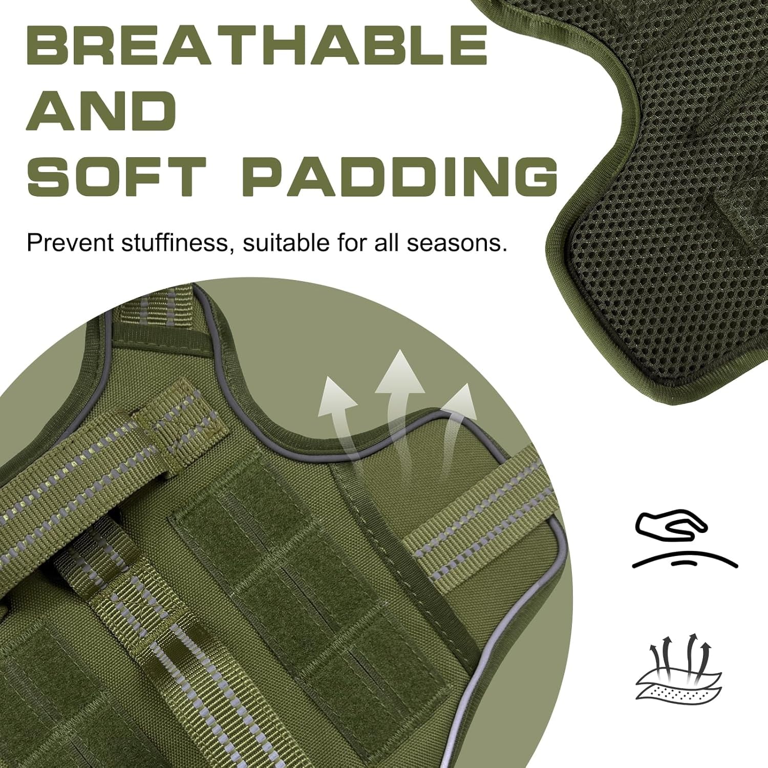 No Pull Tactical Dog Harness Heavy Duty Molle Vest for Medium to XLarge Dogs