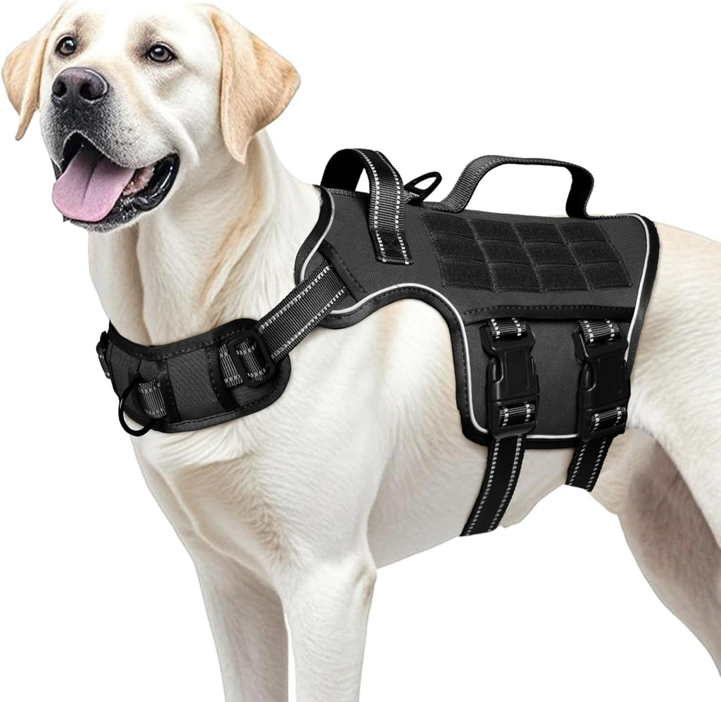 No Pull Tactical Dog Harness Heavy Duty Molle Vest for Medium to XLarge Dogs