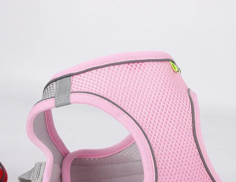 Adjustable Reflective Puppy Harness and Leash Set – Soft Breathable Vest for Small Dogs and Cats