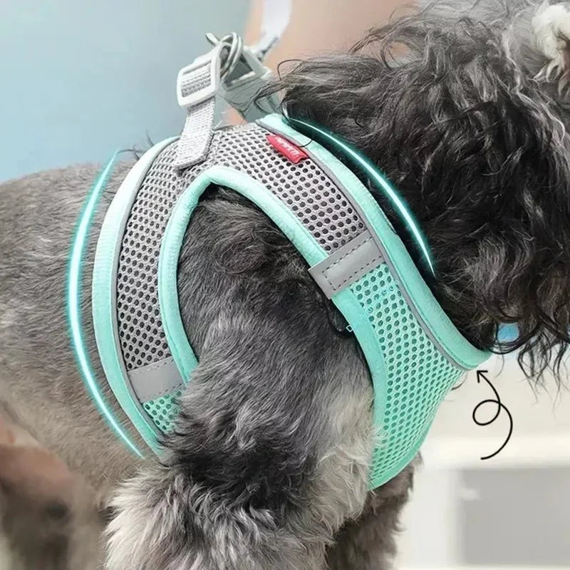 Adjustable Reflective Puppy Harness and Leash Set – Soft Breathable Vest for Small Dogs and Cats