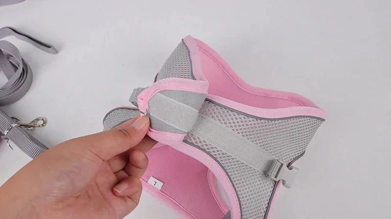 Adjustable Reflective Puppy Harness and Leash Set – Soft Breathable Vest for Small Dogs and Cats