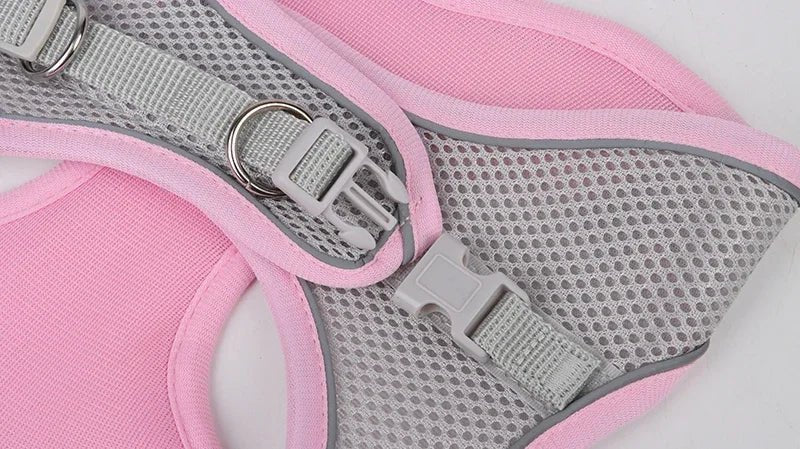 Adjustable Reflective Puppy Harness and Leash Set – Soft Breathable Vest for Small Dogs and Cats