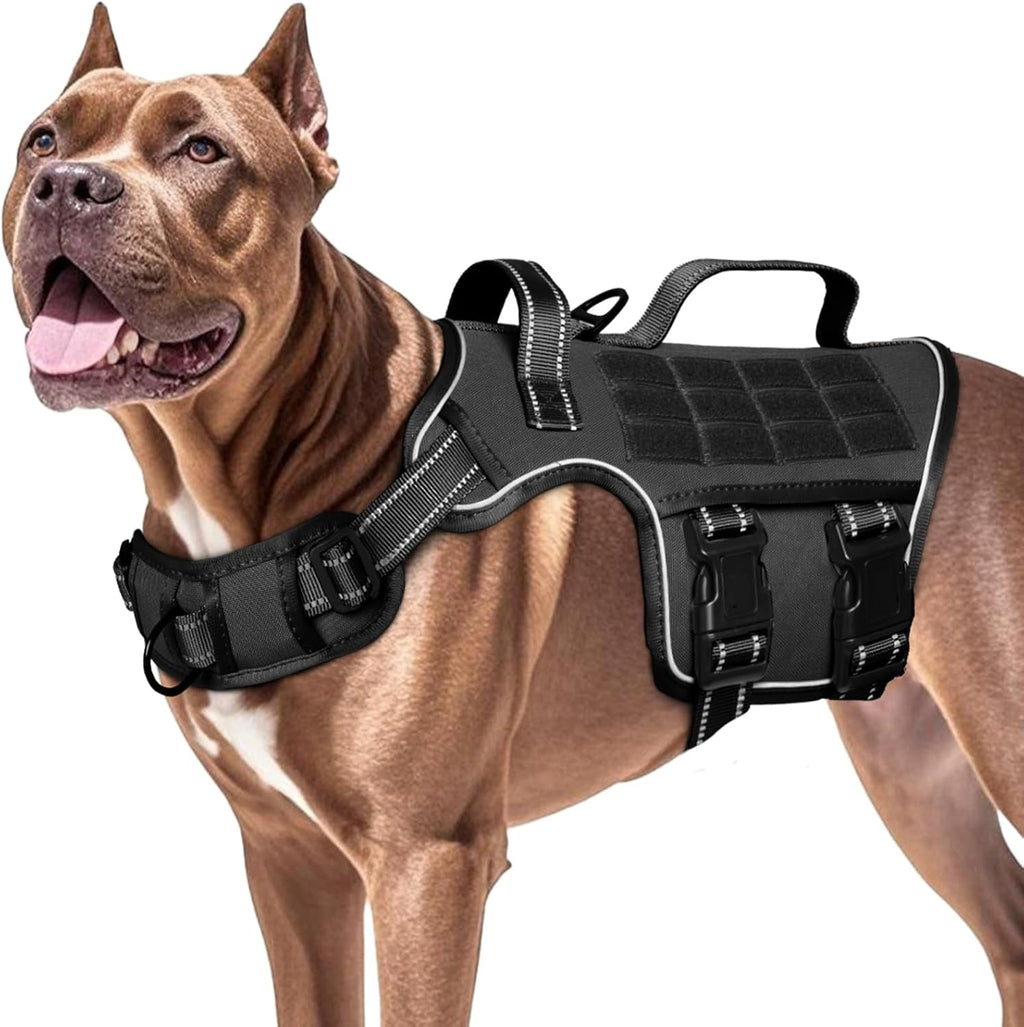 No Pull Tactical Dog Harness Heavy Duty Molle Vest for Medium to XLarge Dogs