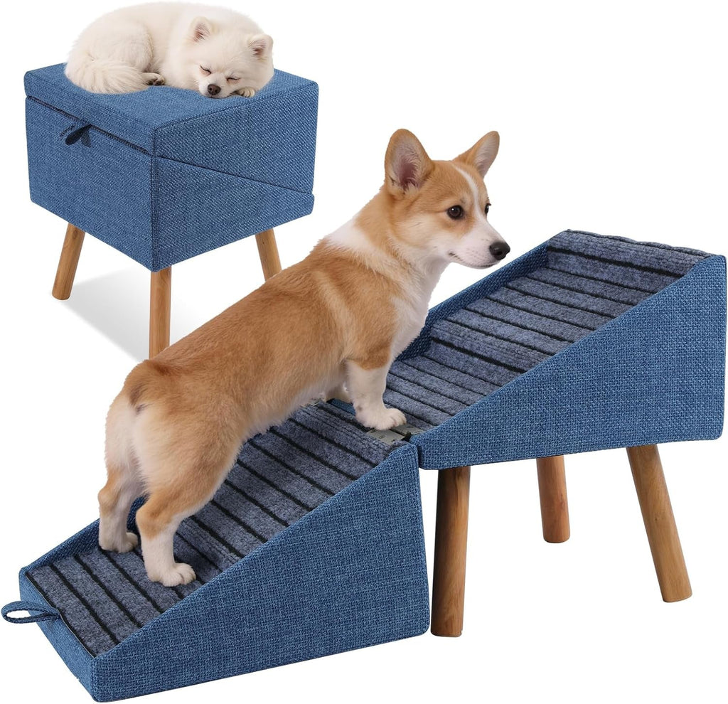Dog Stairs for Couch 2 in 1 Foldable Pet Steps Ottoman Non Slip