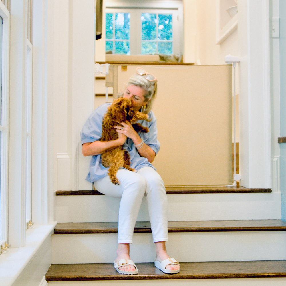 Oil Waxed Canvas Pet Safety Gate – Durable, Waterproof, Vintage-Inspired | fit openings from 27.6" to 55" wide and stand 33"